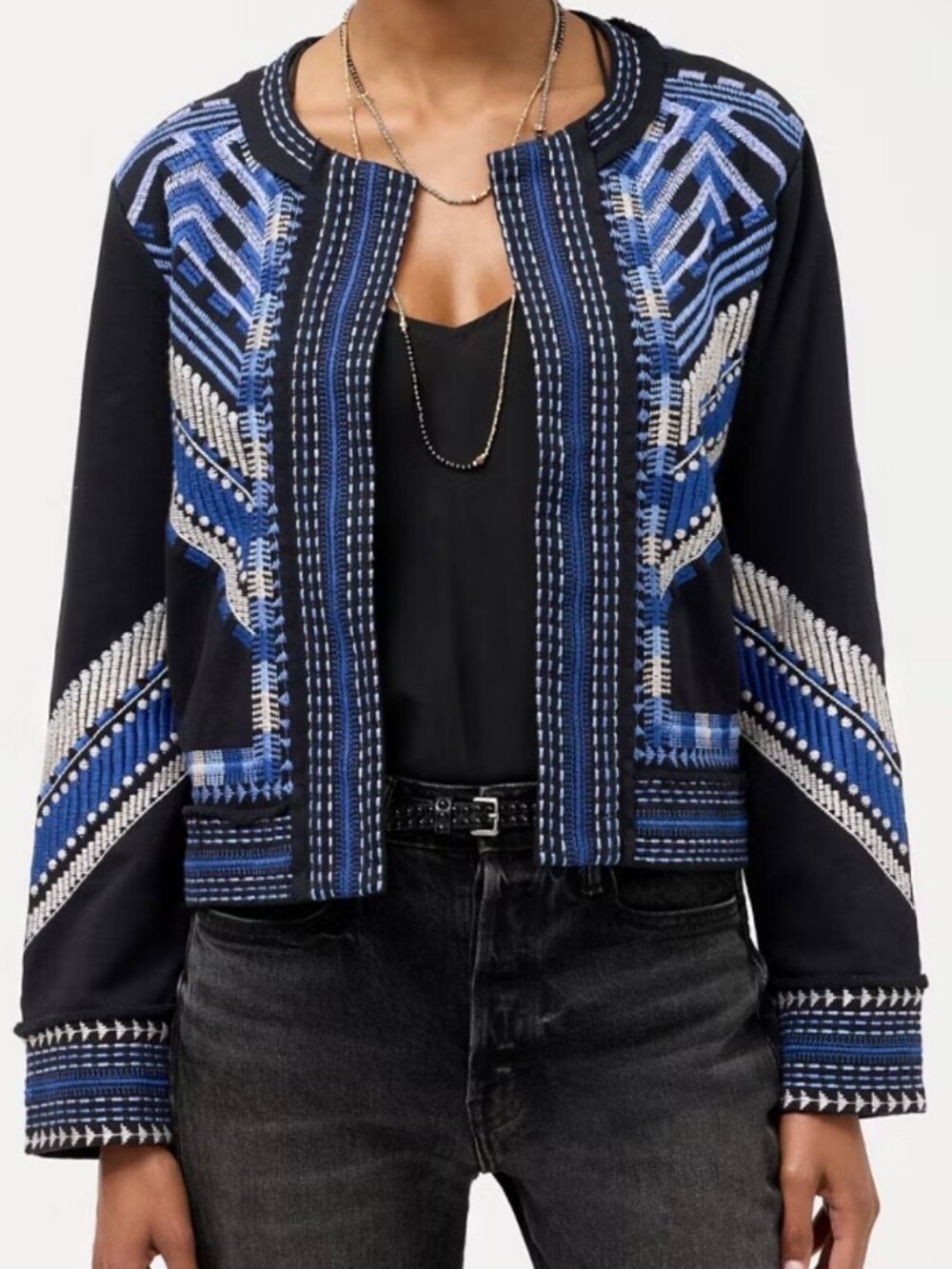 JOHNNY WAS French Terry Mixed Media Jacket size S
